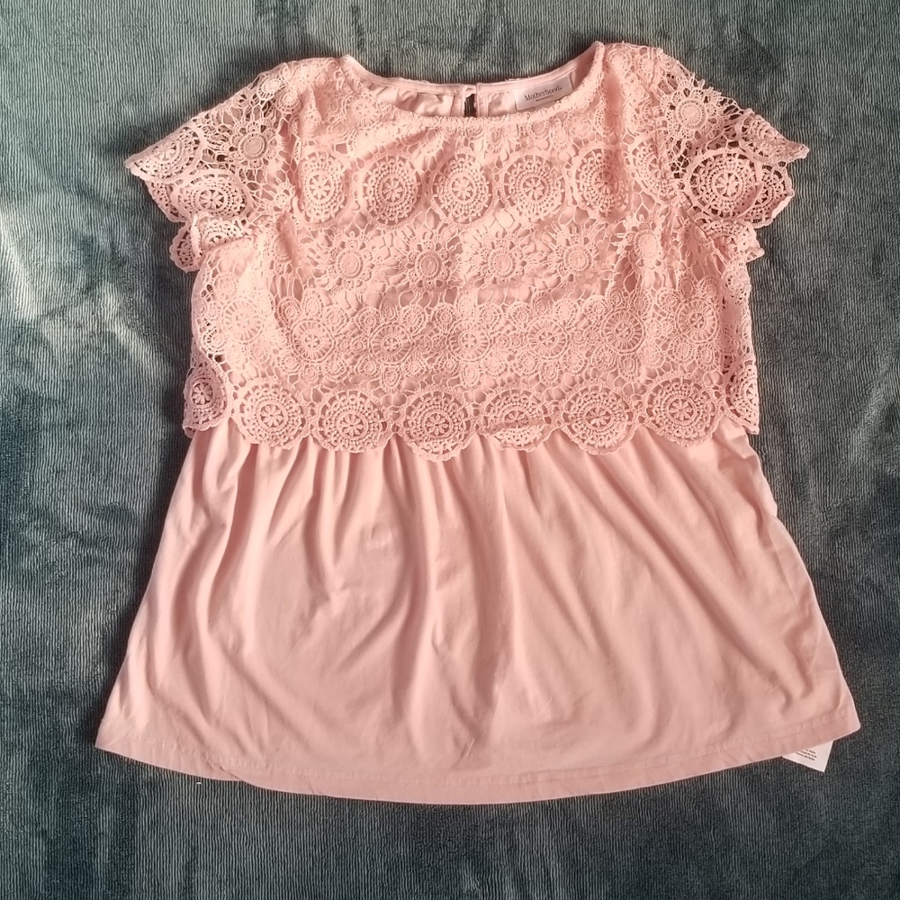 Motherhood maternity pink crochet top